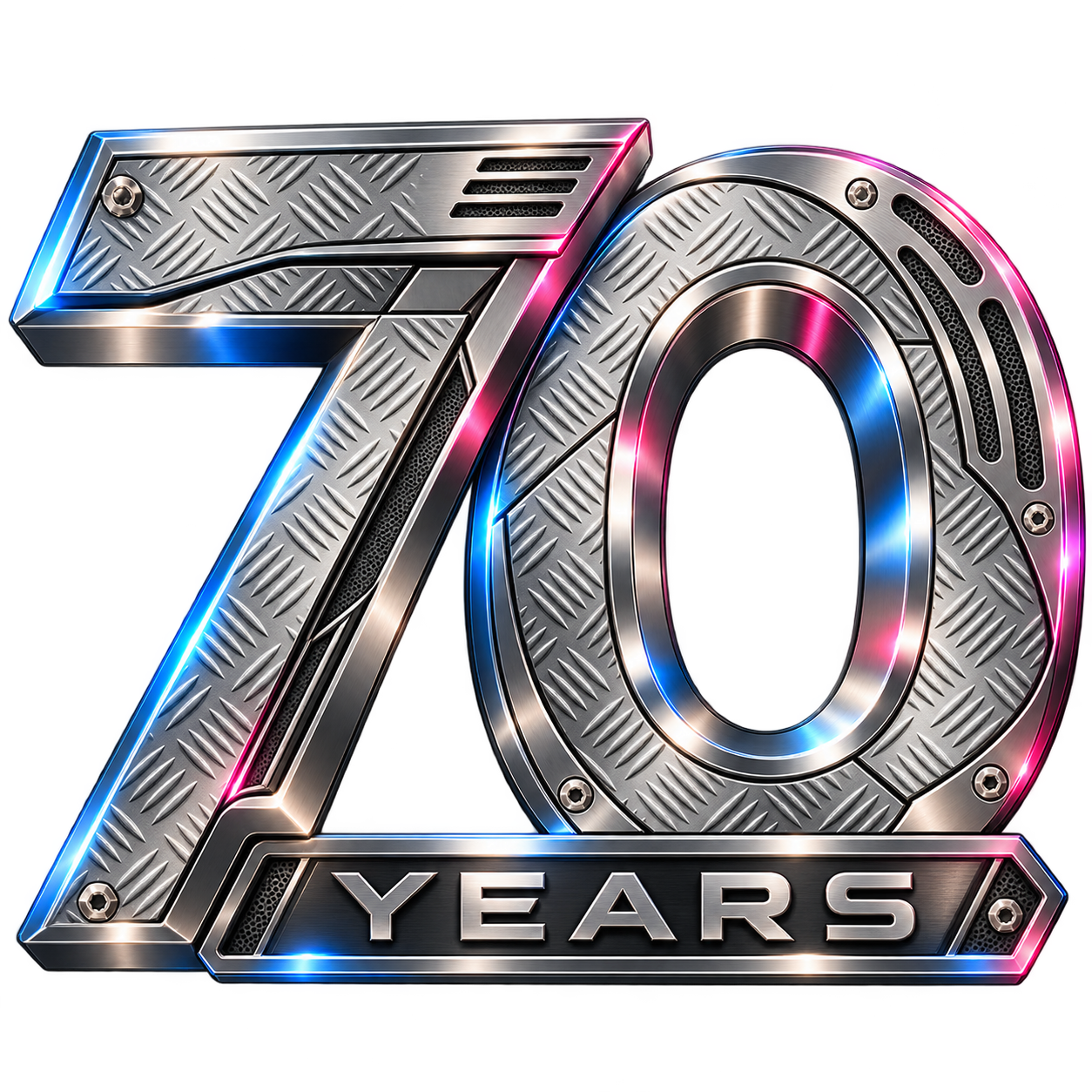 70 Years polished metallic anniversary emblem