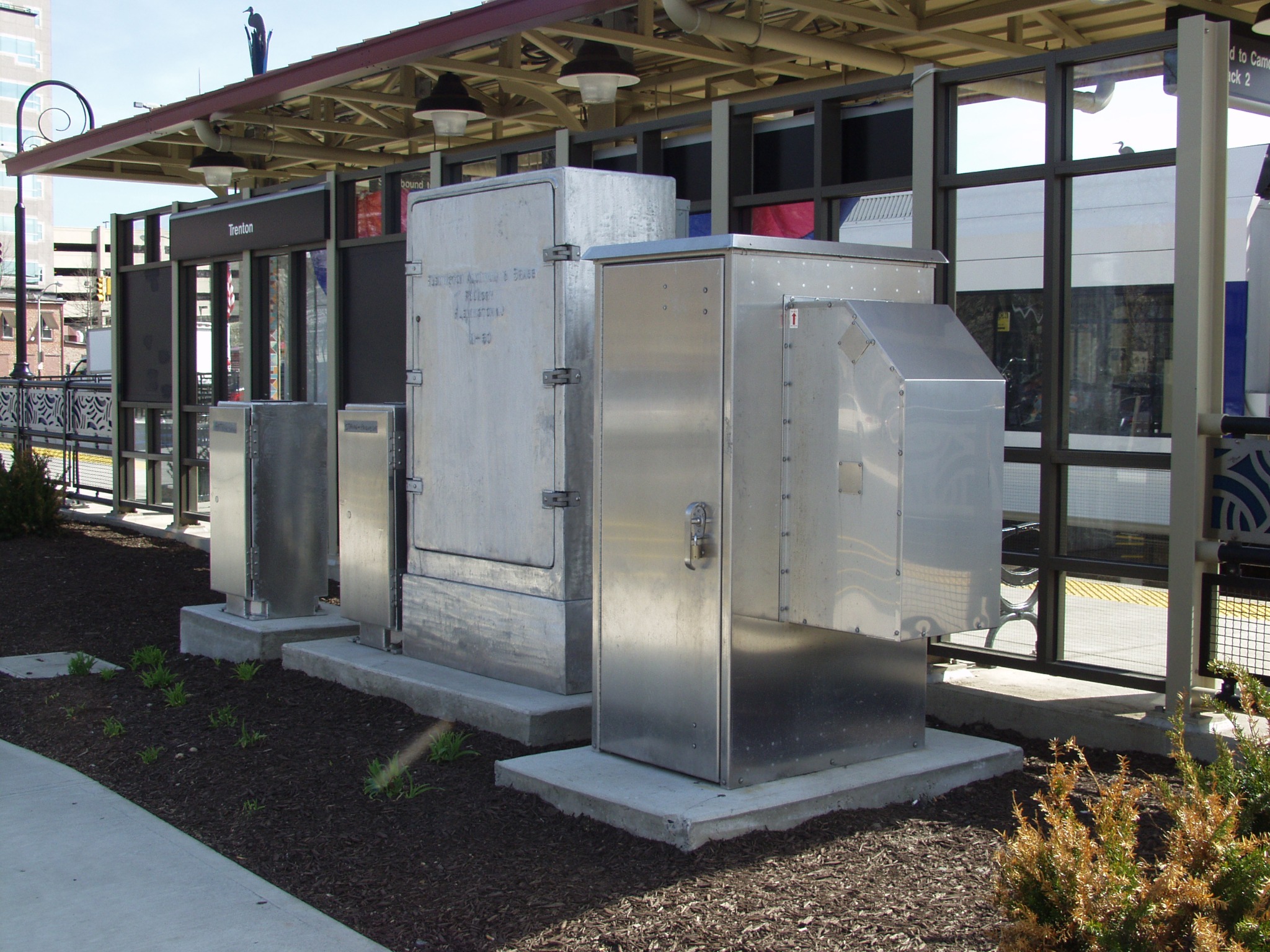 Outdoor metal enclosures installed at the Trenton transit facility